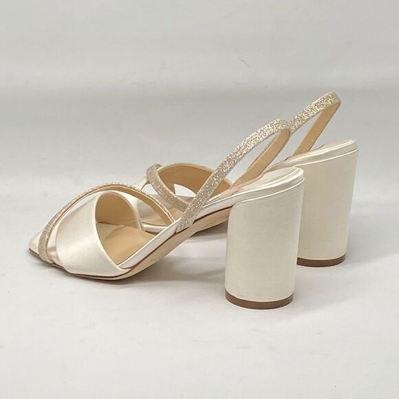 Jimmy Choo Plum Satin & Glitter Slingback Sandals size 37.5 - Picture 8 of 11